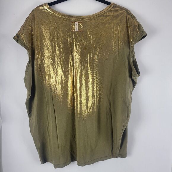 Revolve Gypsy 05 Top M Womens Gold Shimmer Cap Sleeve Pullover Top - Picture 8 of 12